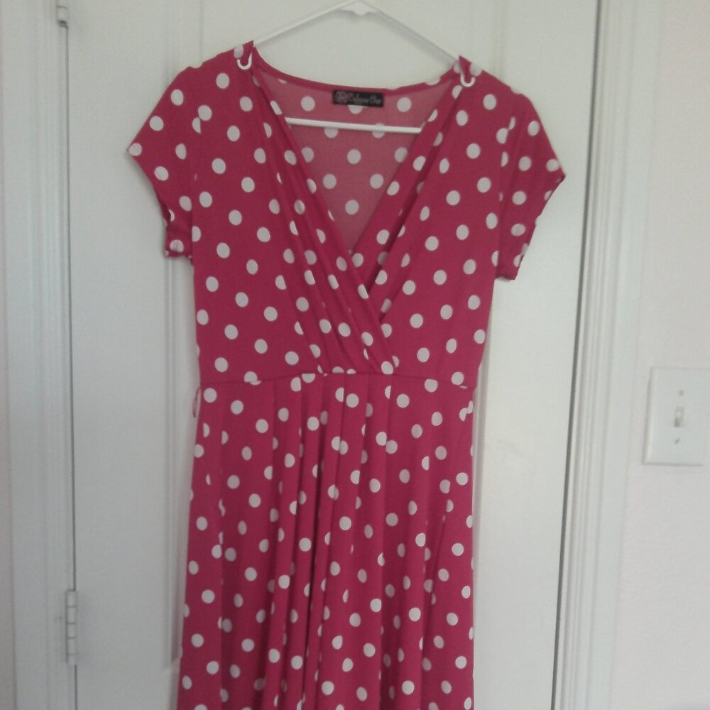 Red with white polka dot dress